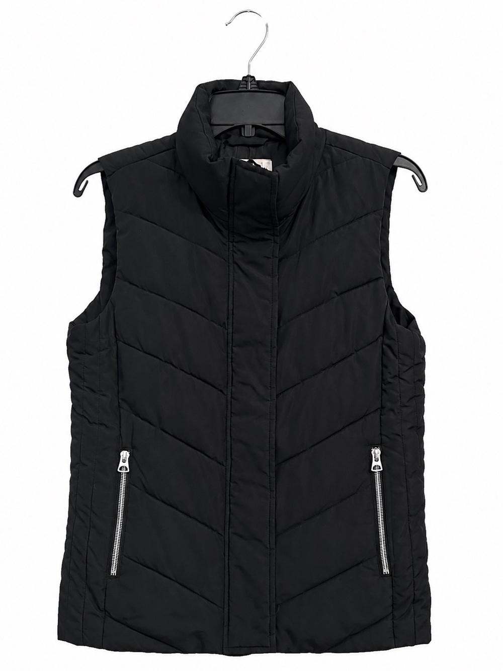 H&M L.O.G.G. Black Puffer Vest Small Zip Snap Quilted Lightweight Vest